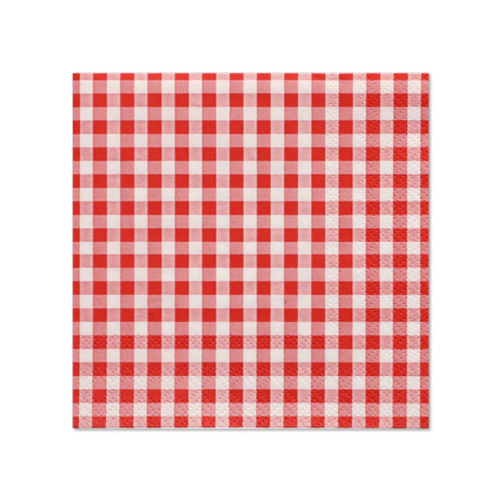 20 Servietten, 3-lagig 1/4-Falz 25 cm x 25 cm rot "Vichy Karo"