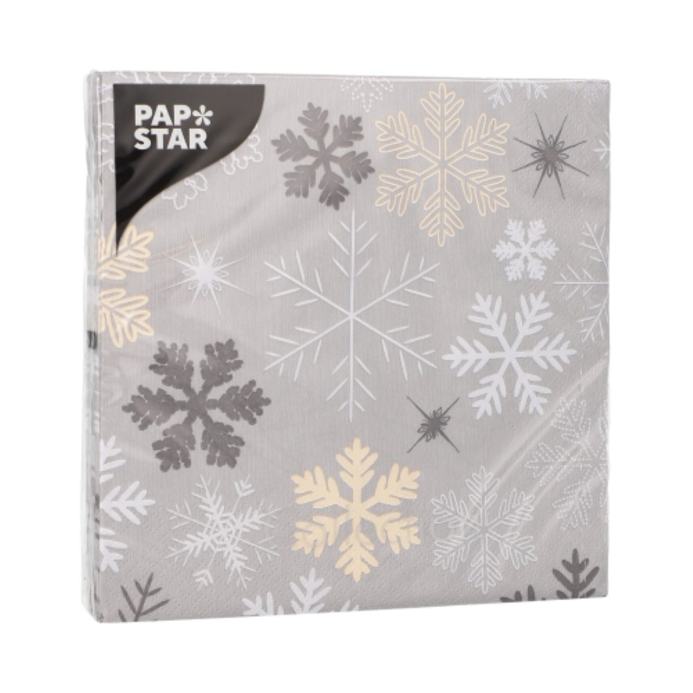 20 Servietten, 3-lagig 1/4-Falz 33 cm x 33 cm "Snowflakes"