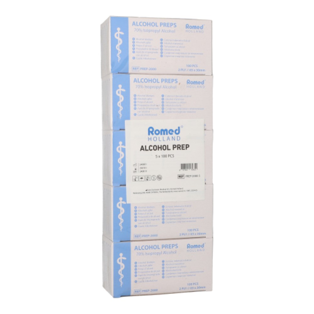 500 "Romed" Alkoholtupfer 65 mm x 30 mm weiss (5 x 100)