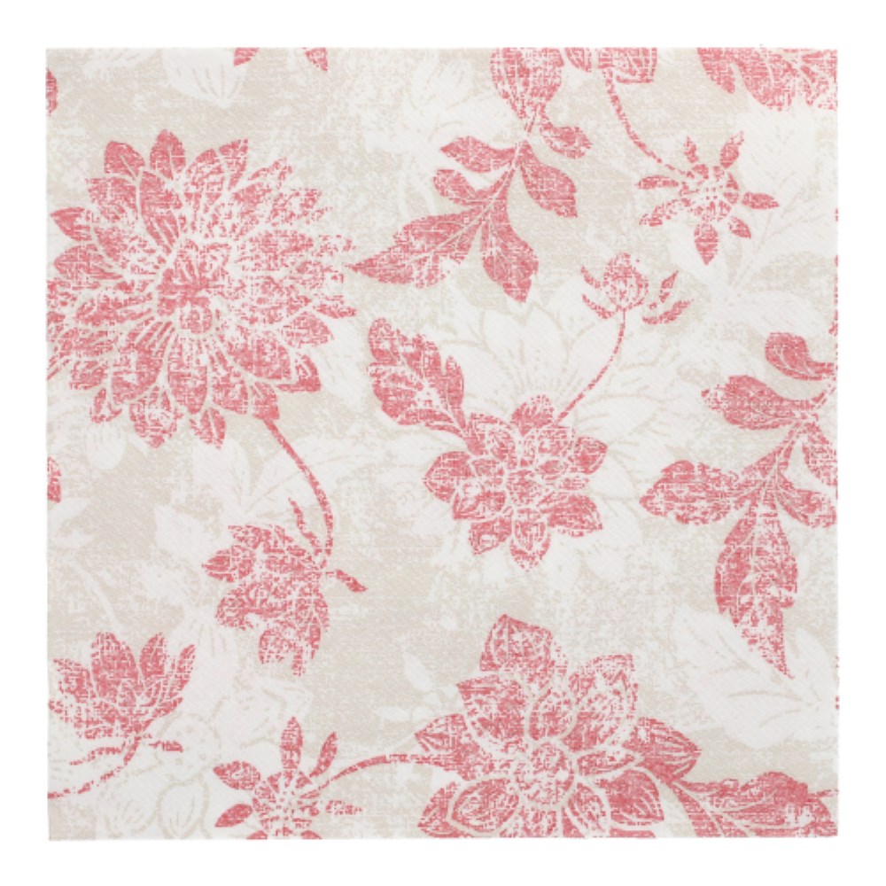 20 Servietten "ROYAL Collection" 1/4-Falz 40 cm x 40 cm bordeaux "Flowers"