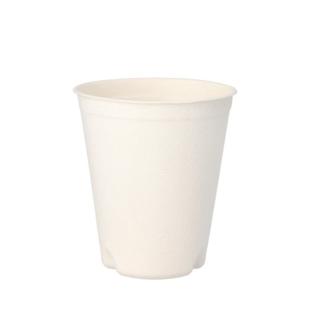 50 Trinkbecher Zuckerrohr "pure" 0,3 l Ø 9 cm · 10 cm weiss für Heißgetränke