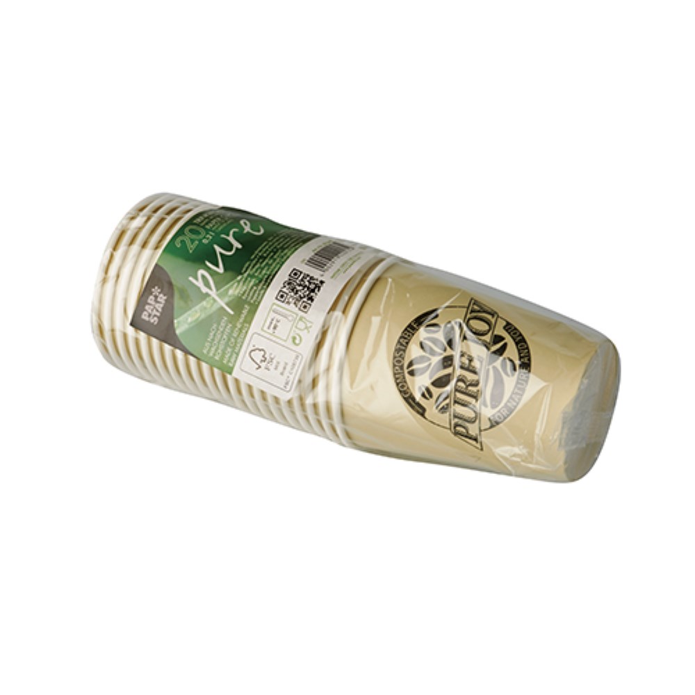 20 Trinkbecher, Pappe 0,2 l Ø 8 cm · 9,2 cm creme "Pure Joy"