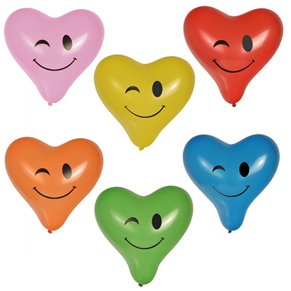 6 Luftballons Ø 28 cm farbig sortiert "Heart - Blinky" large