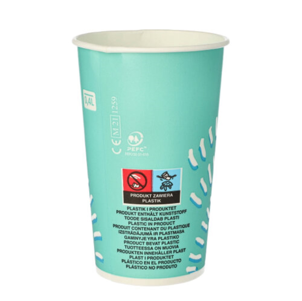 50 Trinkbecher für Kaltgetränke, Pappe 0,4 l Ø 8,97 cm · 13,5 cm türkis "Rays"