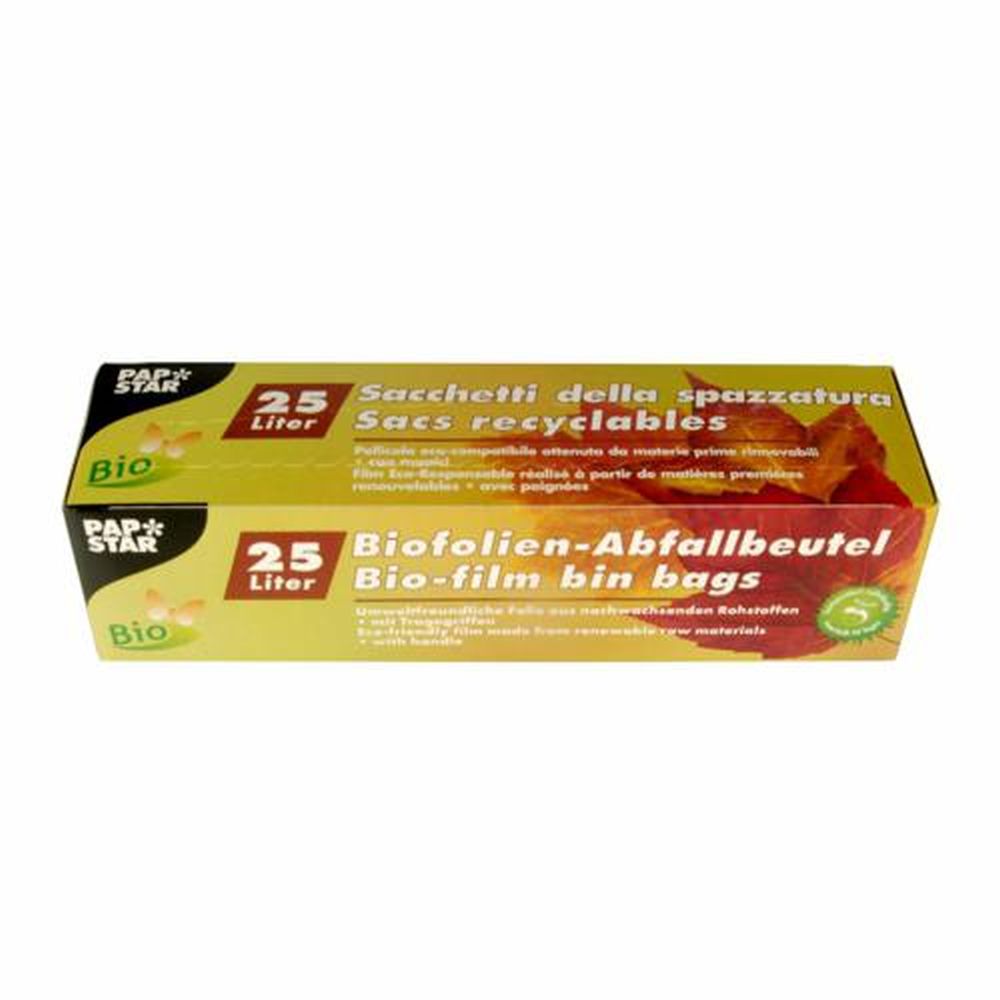 5 Kompostbeutel mit Tragegriff, Bio-Folie 25 l 63 cm x 44 cm in Faltschachtel