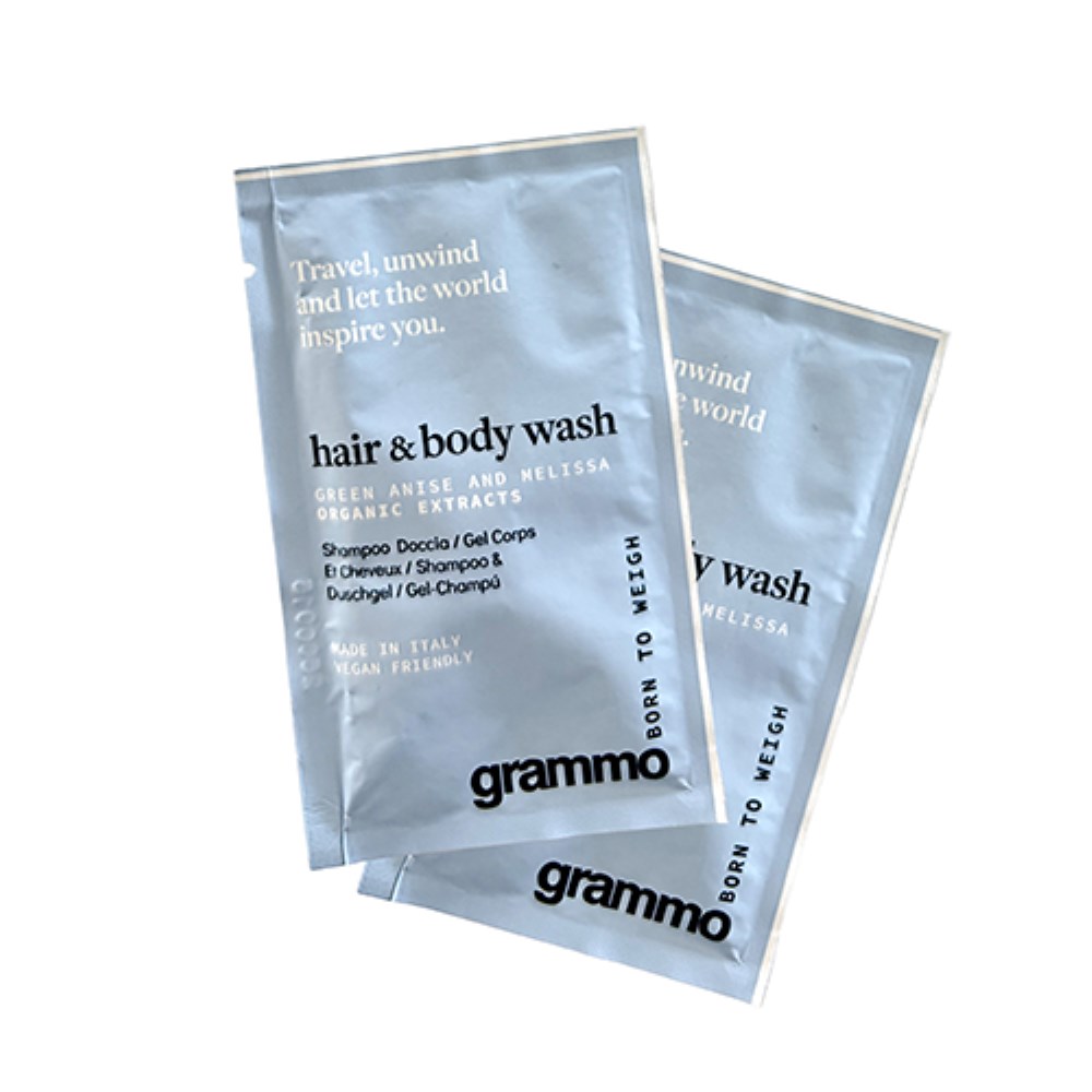 300 Duschgel & Shampoo Sachets 10 ml 10 cm x 6 cm "Grammo"