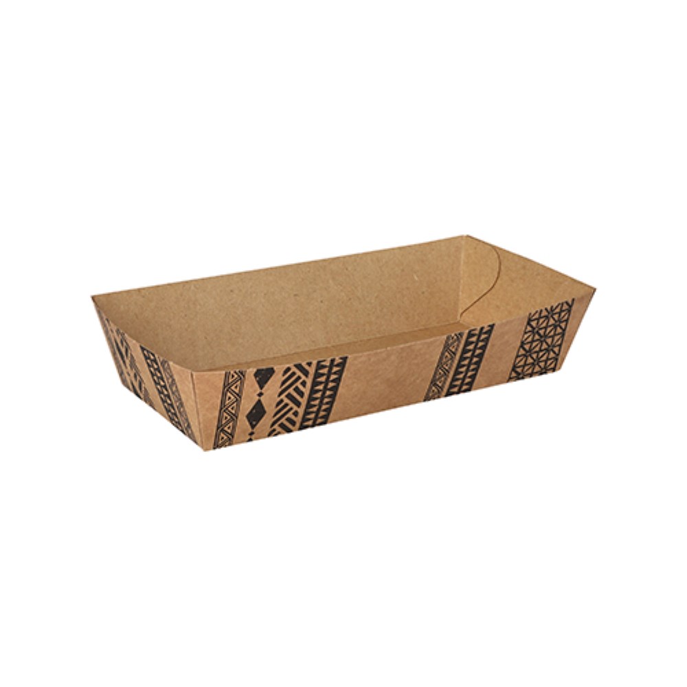500 Snacktrays, Pappe 3,5 cm x 7 cm x 15 cm braun "Maori" extra groß