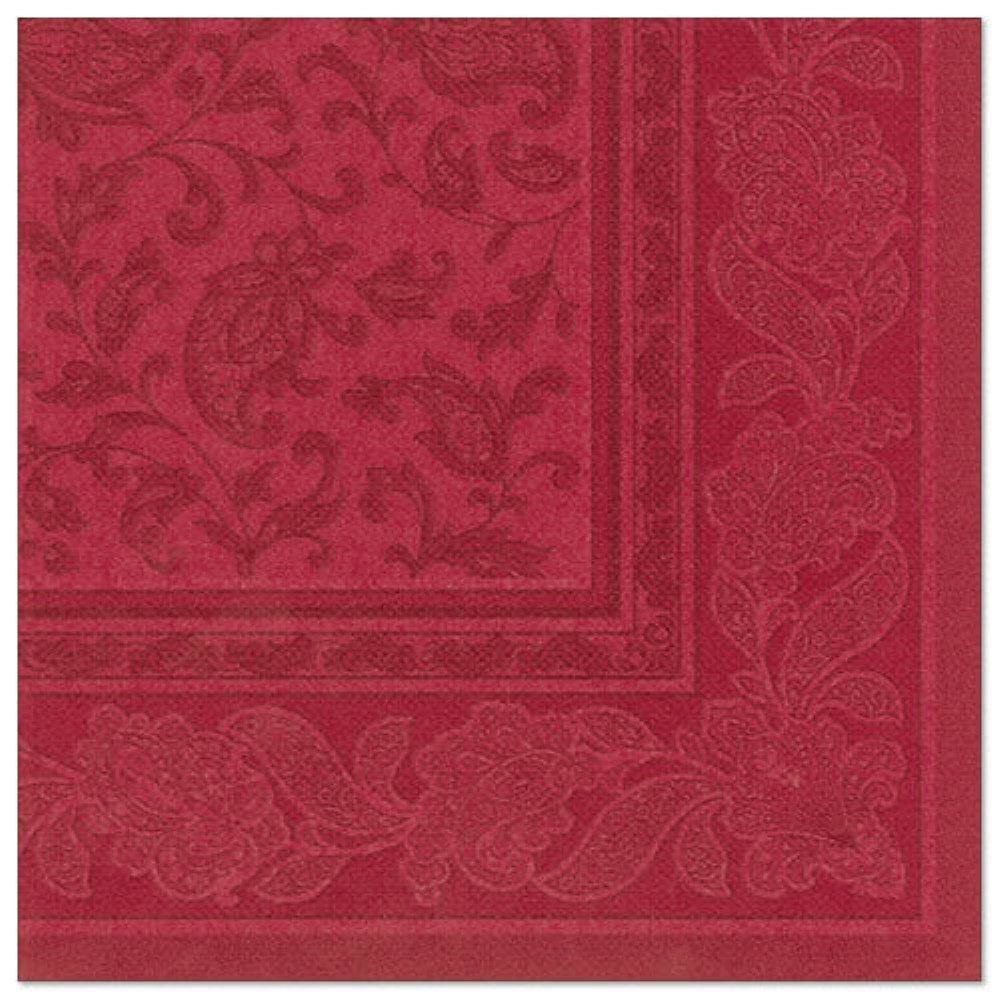 50 Servietten "ROYAL Collection" 1/4-Falz 40 cm x 40 cm bordeaux "Ornaments"