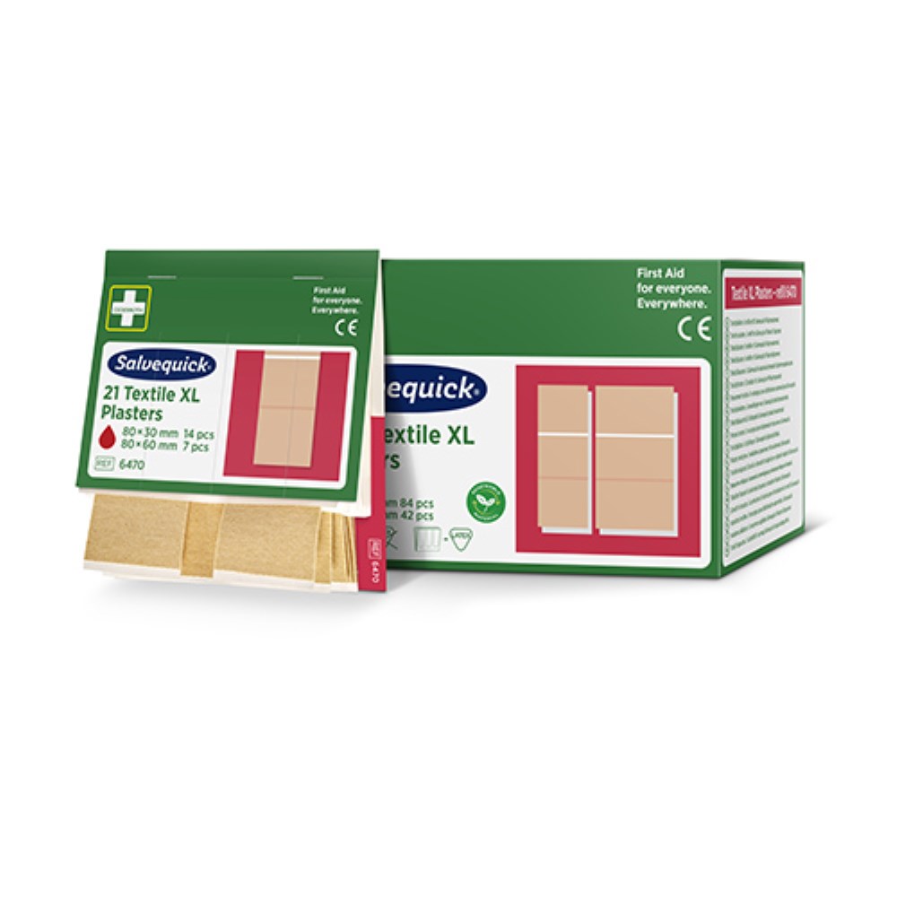 6 Set "Cederroth" Salvequick Textil Pflaster XL (21 Stück) braun , Refill