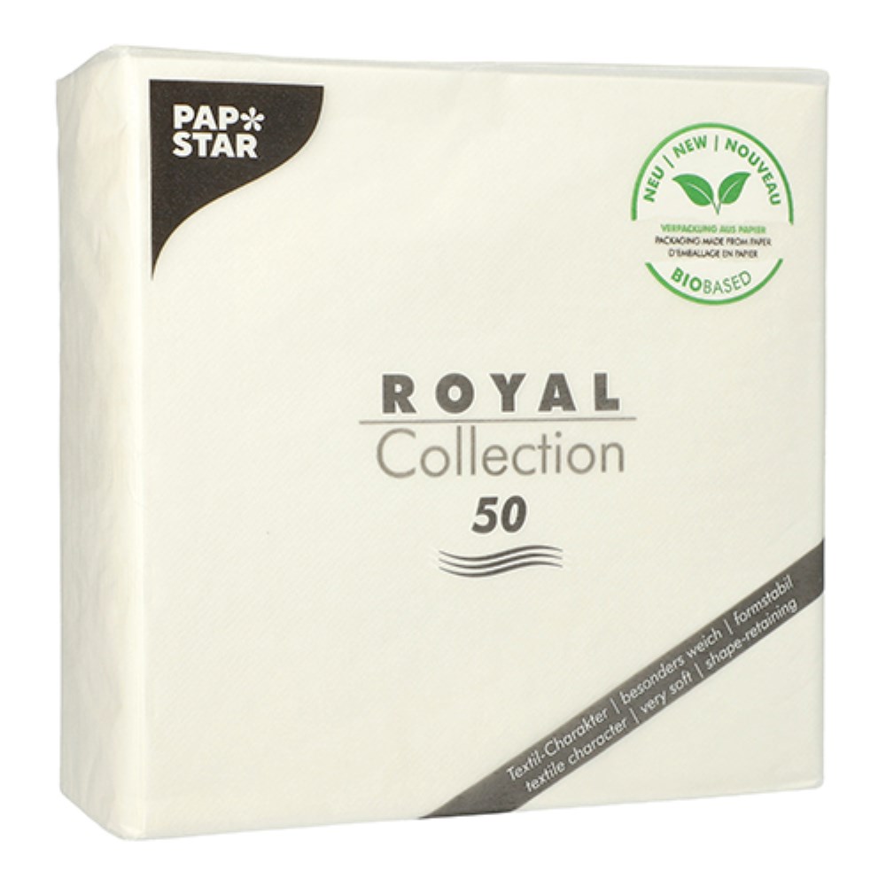 50 Servietten "ROYAL Collection" 1/4-Falz 40 cm x 40 cm weiss in Papierverpackung