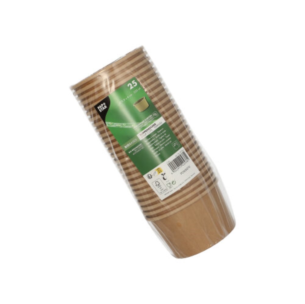 25 Suppenbecher, Pappe rund 230 ml Ø 9,8 cm · 6 cm braun