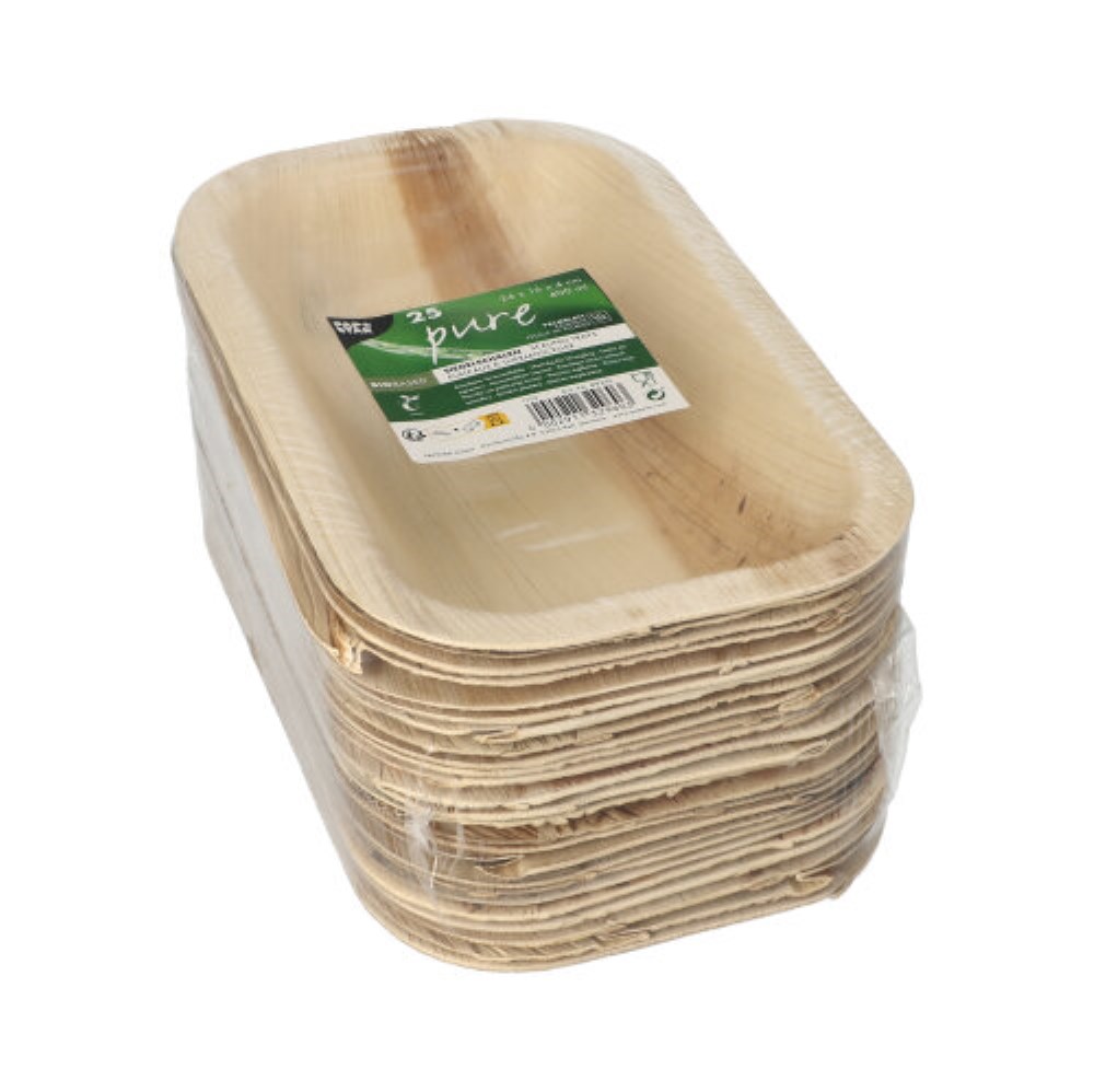 25 Siegelschalen Palmblatt "pure" eckig 400 ml 4 cm x 15 cm x 24 cm ungeteilt