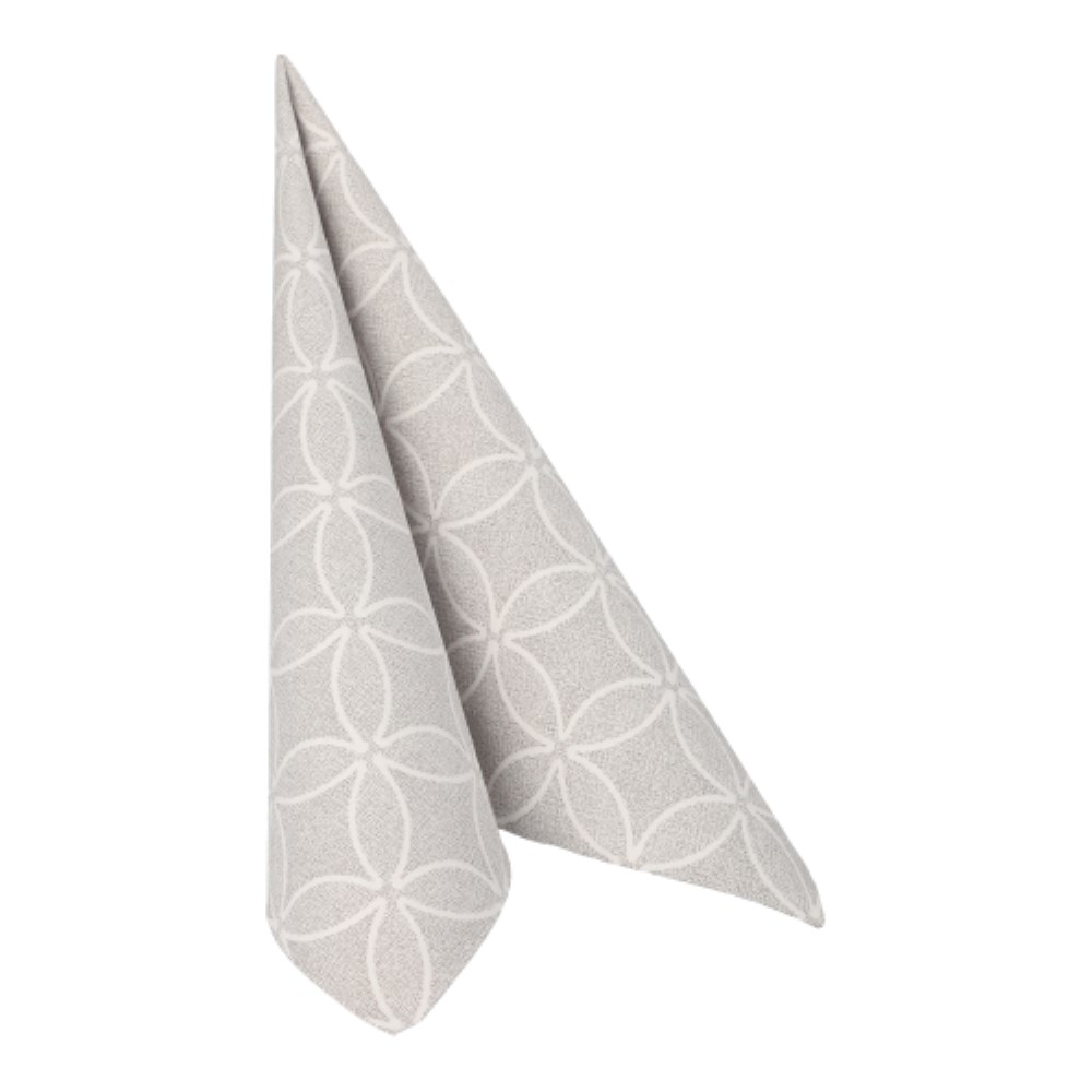 20 Servietten "ROYAL Collection" 1/4-Falz 40 cm x 40 cm grau "Circle Flowers"