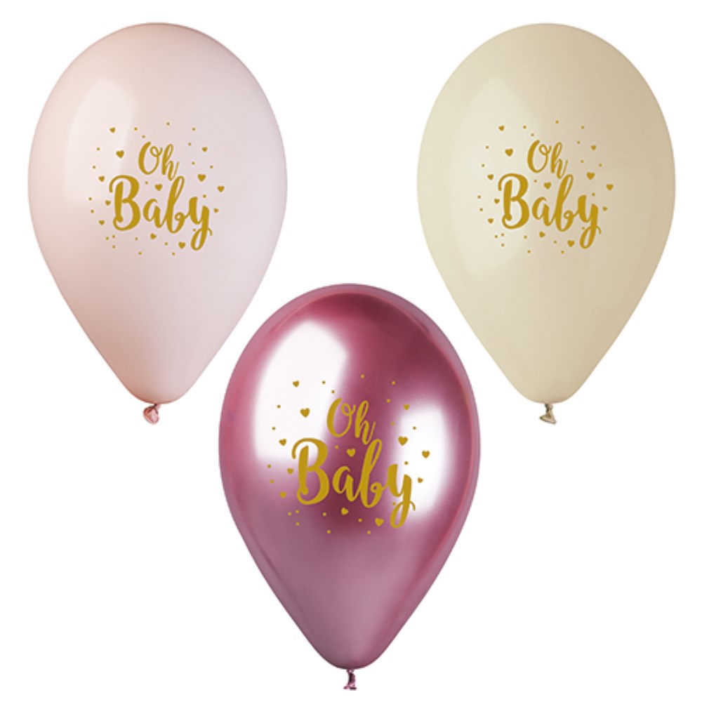 6 Luftballons Ø 29 cm rosé "Oh Baby"