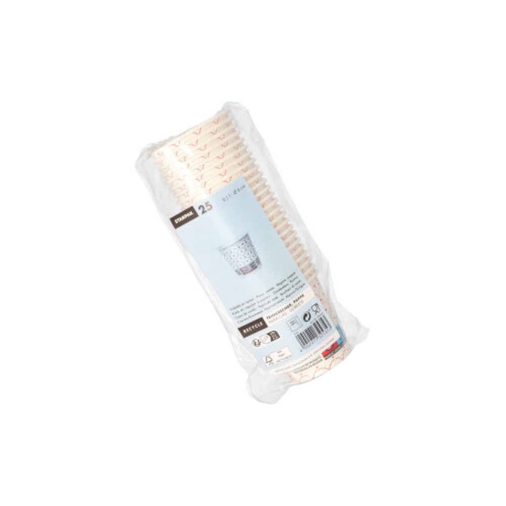 25 Trinkbecher mit Henkel, Pappe 0,1 l Ø 6,3 cm · 6,2 cm weiss "Hjärtan"