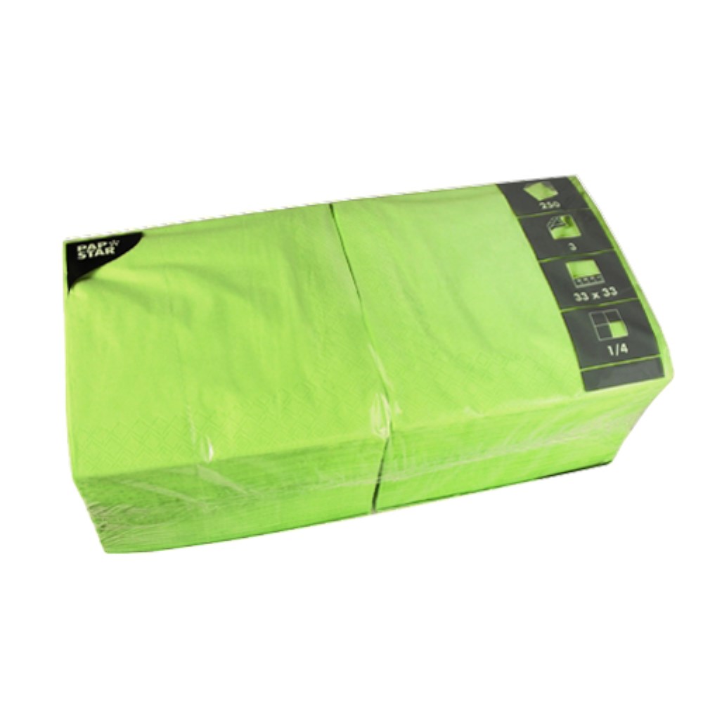 250 Servietten, 3-lagig 1/4-Falz 33 cm x 33 cm limonengrün