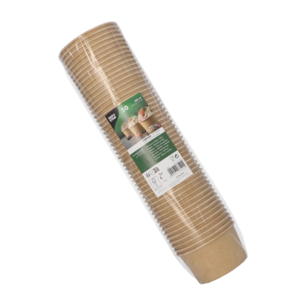 50 Eisbecher, Pappe 200 ml Ø 9,2 cm · 5 cm braun