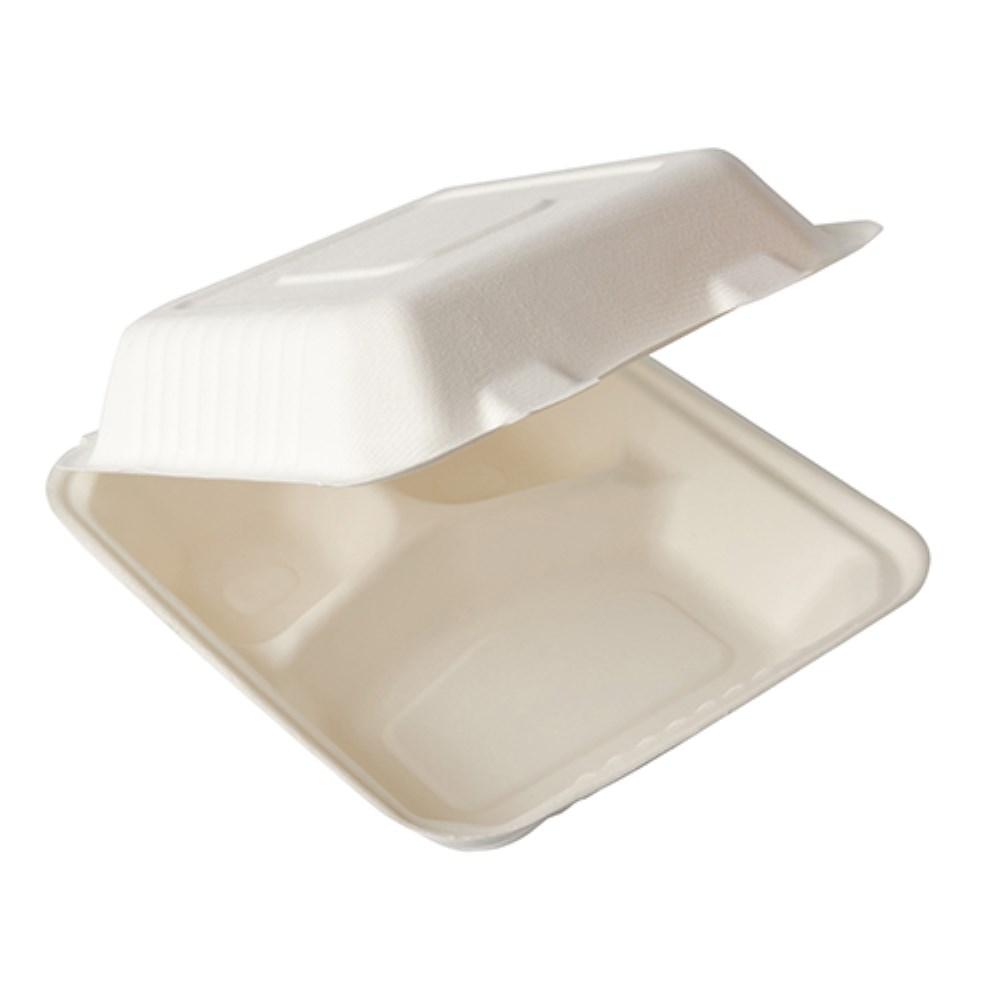 50 Menüboxen, Zuckerrohr "pure" 3-geteilt 7,7 cm x 20 cm x 22 cm weiss