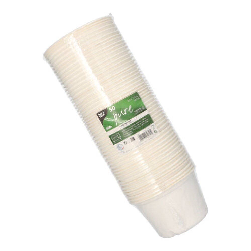 50 Suppenbecher, Zuckerrohr "pure" 600 ml Ø 14 cm · 9 cm weiss