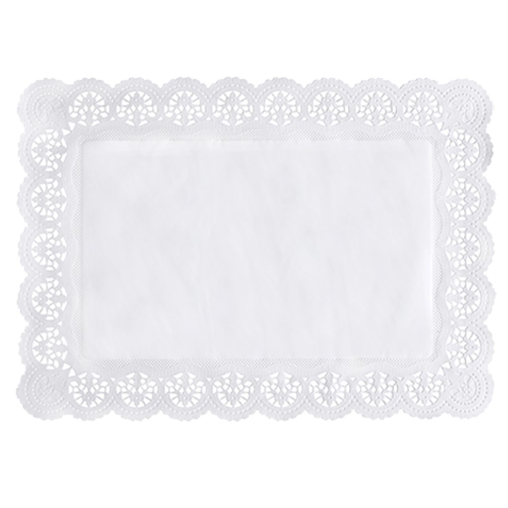 100 Spitzenpapiere eckig 45 cm x 32 cm weiss