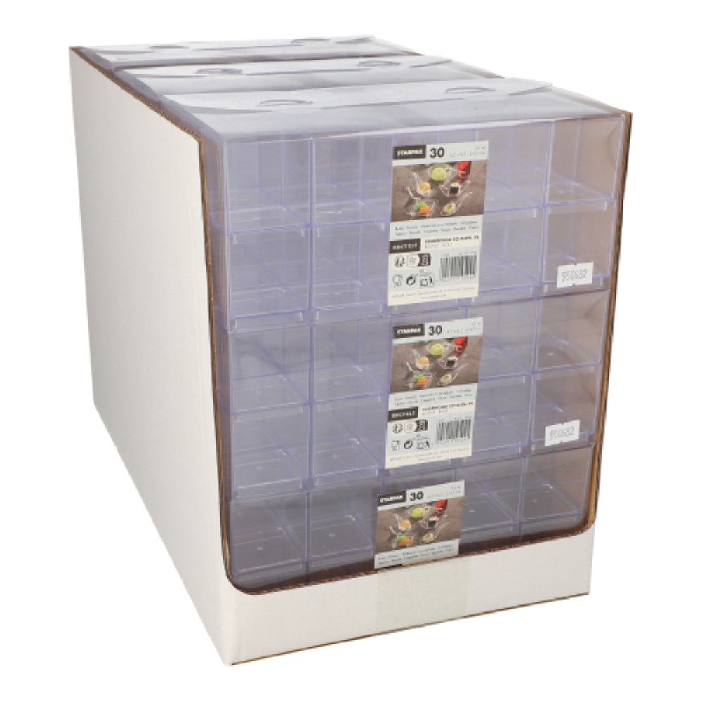 30 Fingerfood - Schalen, PS eckig 55 ml 4,7 cm x 4,2 cm x 4,2 cm glasklar