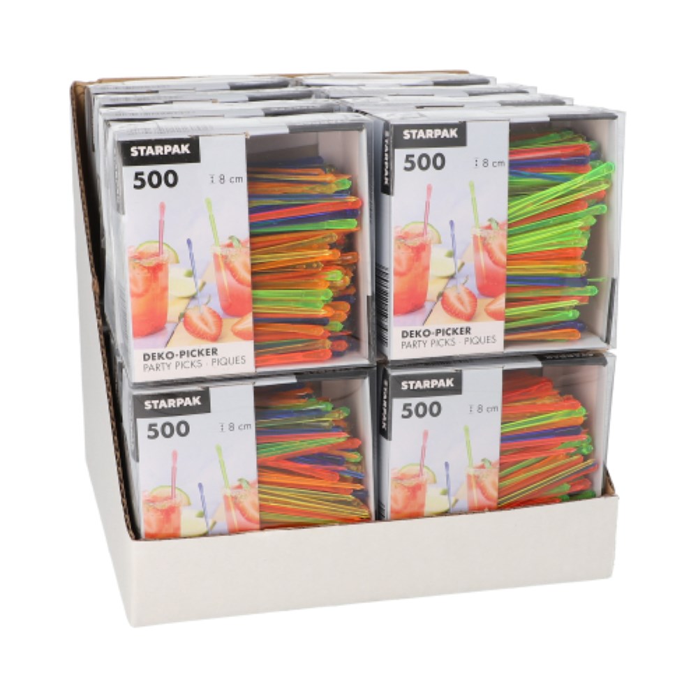 500 Deko-Picker, PS 8 cm farbig sortiert "Drop"