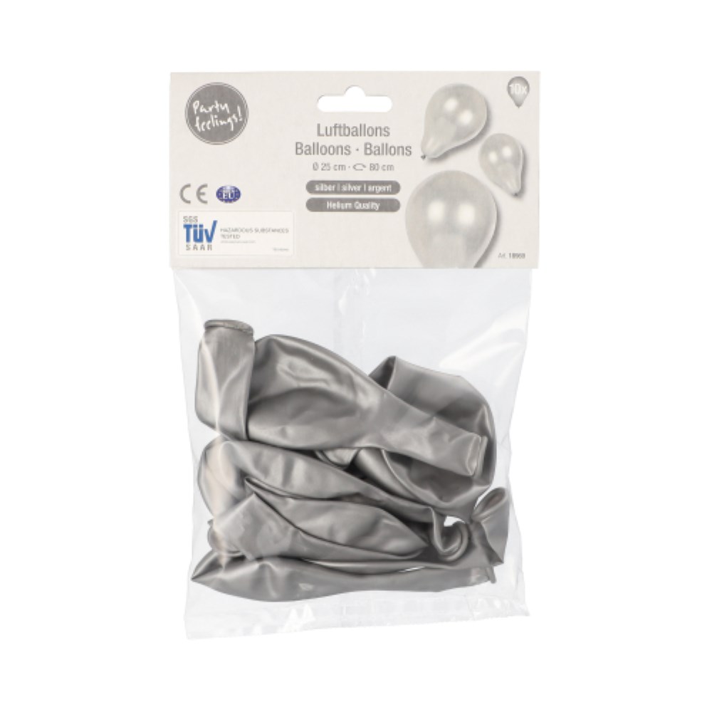 10 Luftballons Ø 25 cm silber