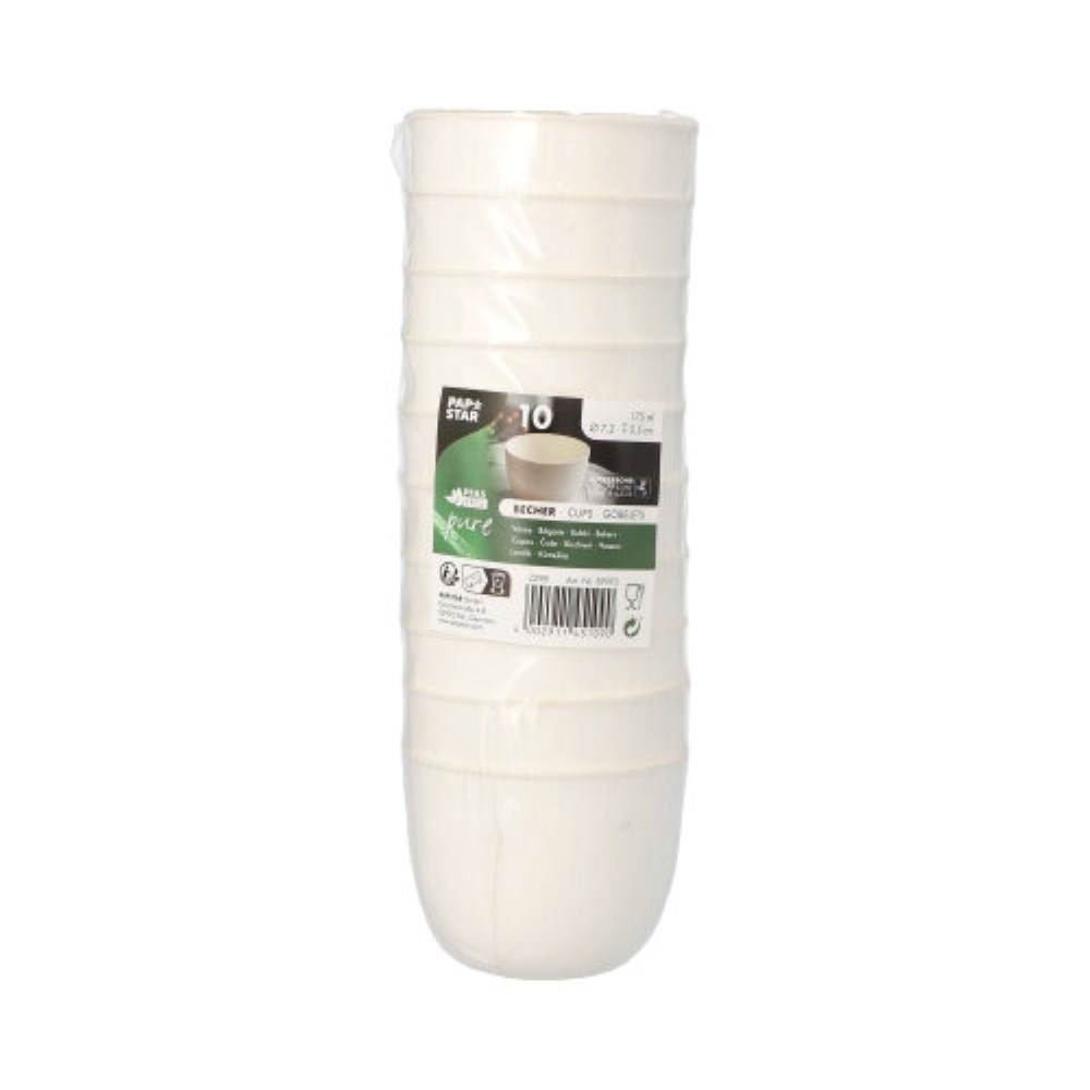 10 Schalen Zuckerrohr "pure" 175 ml Ø 7,2 cm · 5,5 cm weiss "Cella"