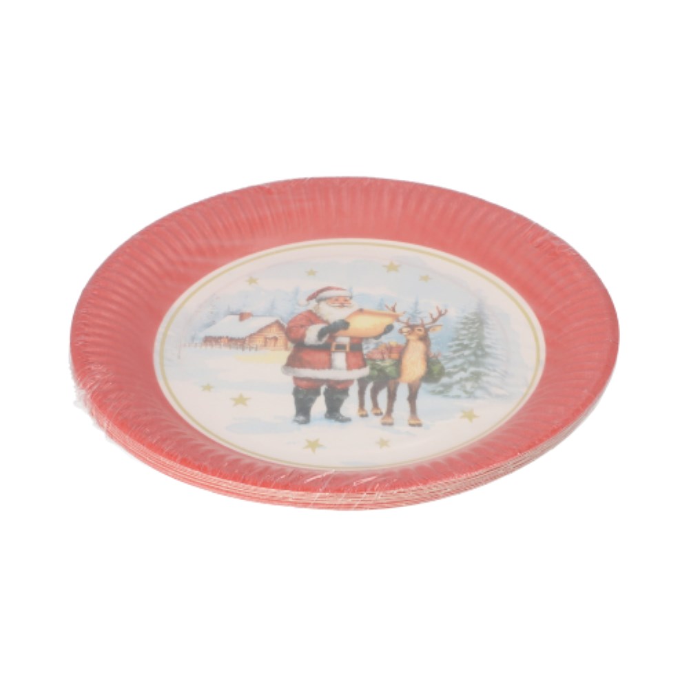 10 Teller, Pappe rund Ø 23 cm "Dear Santa"