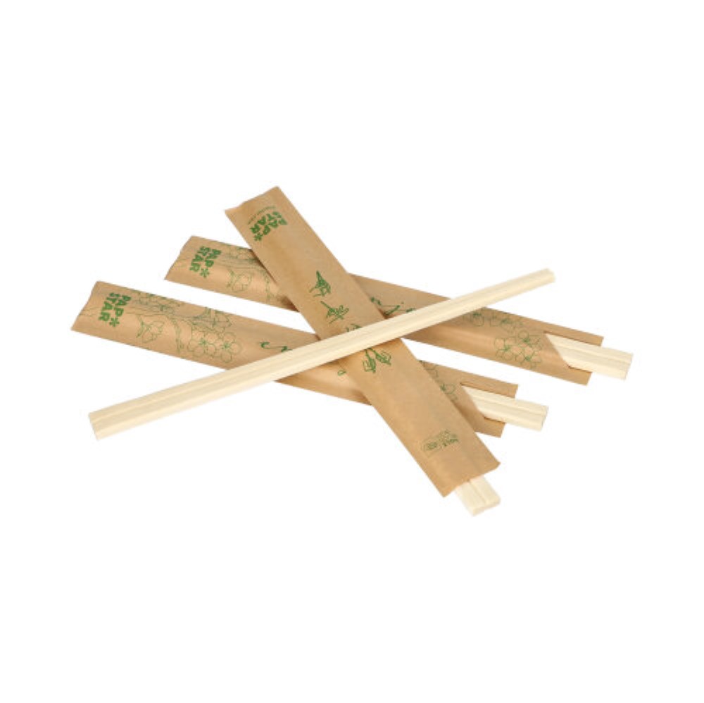 100 Paar Essstäbchen Holz "ASIA" 21 cm einzeln gehüllt