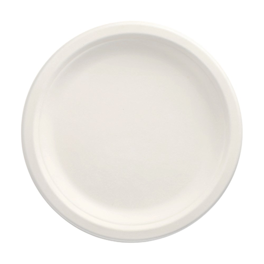 100 Teller, Zuckerrohr "pure" ungeteilt Ø 23 cm · 2 cm weiss