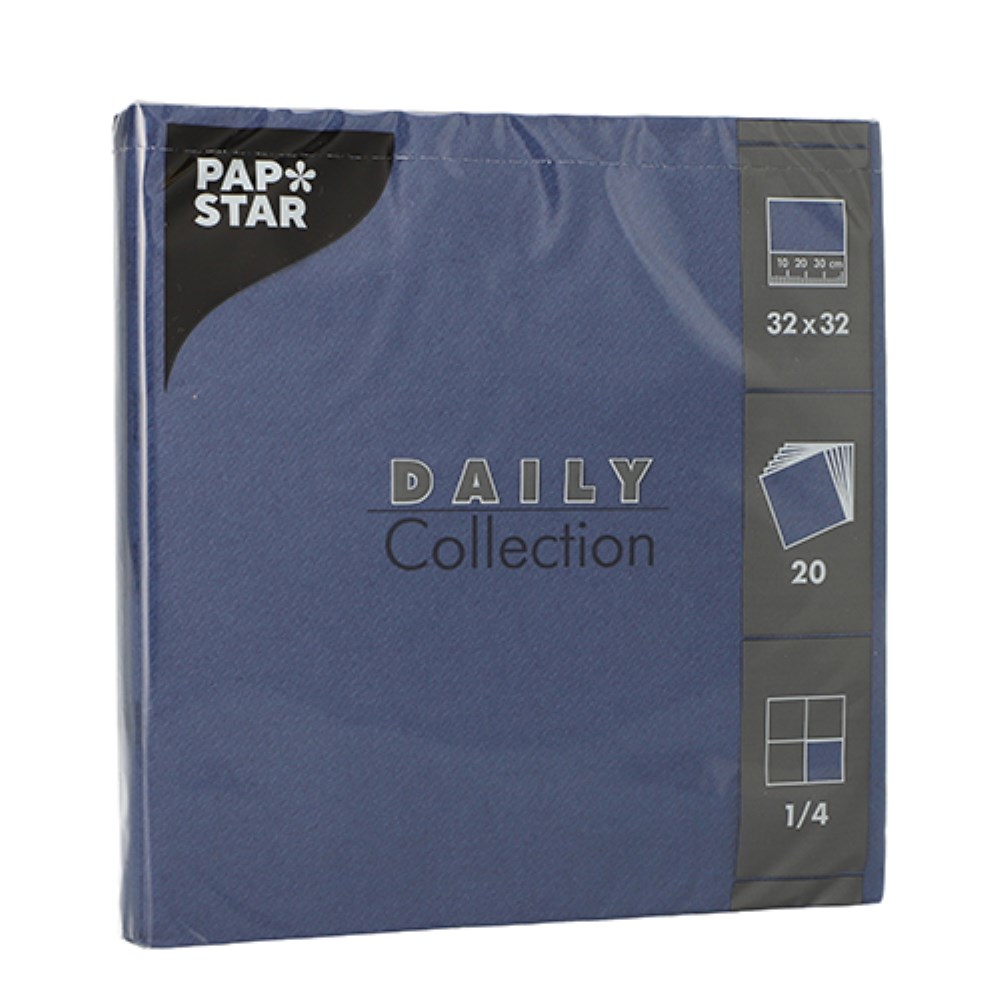 20 Servietten "DAILY Collection" 1/4-Falz 32 cm x 32 cm dunkelblau