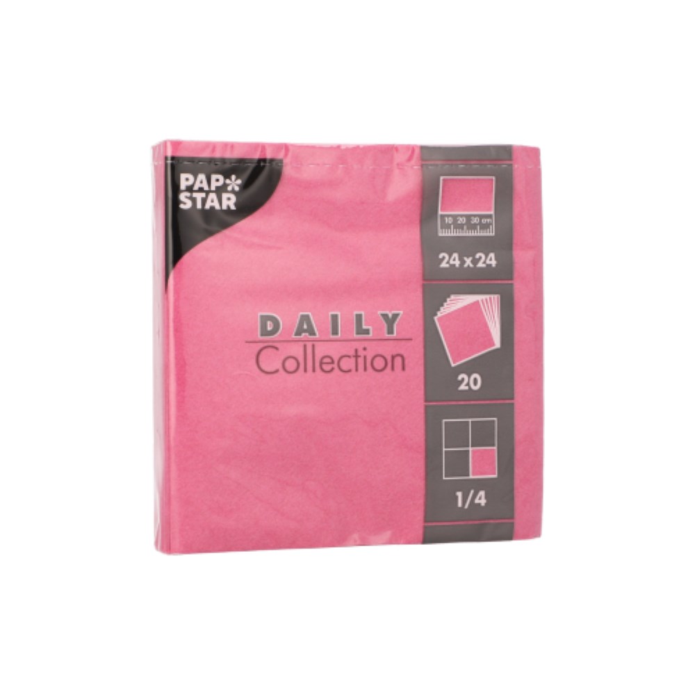 20 Servietten "DAILY Collection" 1/4-Falz 24 cm x 24 cm fuchsia