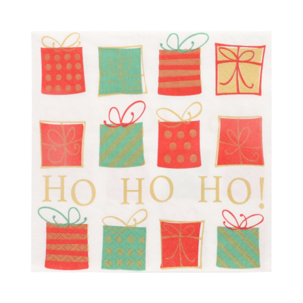 20 Servietten, 3-lagig 1/4-Falz 33 cm x 33 cm "Christmas Gifts"