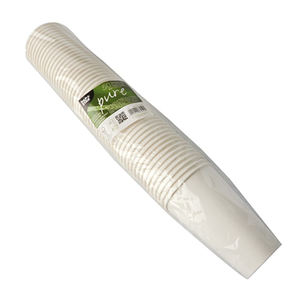 50 Trinkbecher, Pappe 0,4 l Ø 9 cm · 13,9 cm weiss