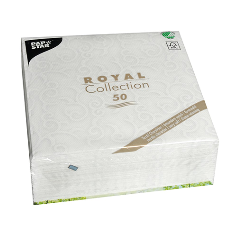 50 Servietten "ROYAL Collection" 1/4-Falz 40 cm x 40 cm weiss "Casali"