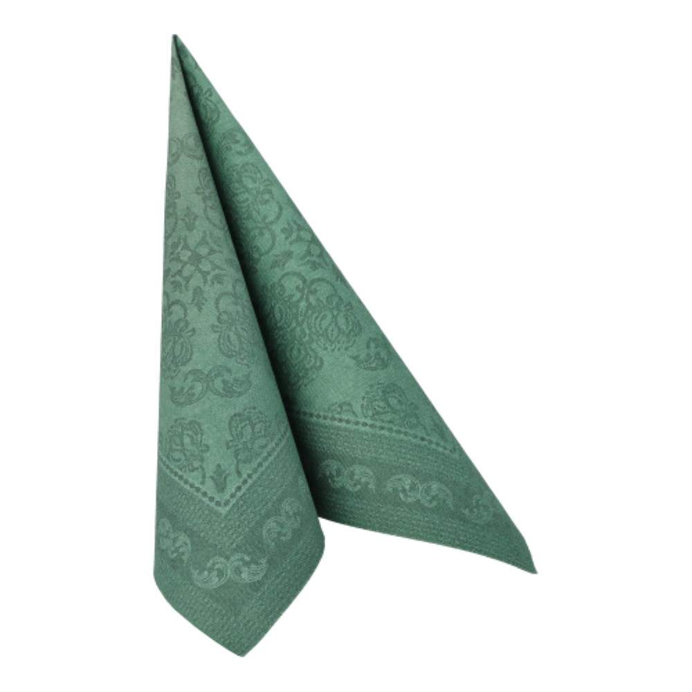 50 Servietten "ROYAL Collection" 1/4-Falz 40 cm x 40 cm dunkelgrün "Arabesque"