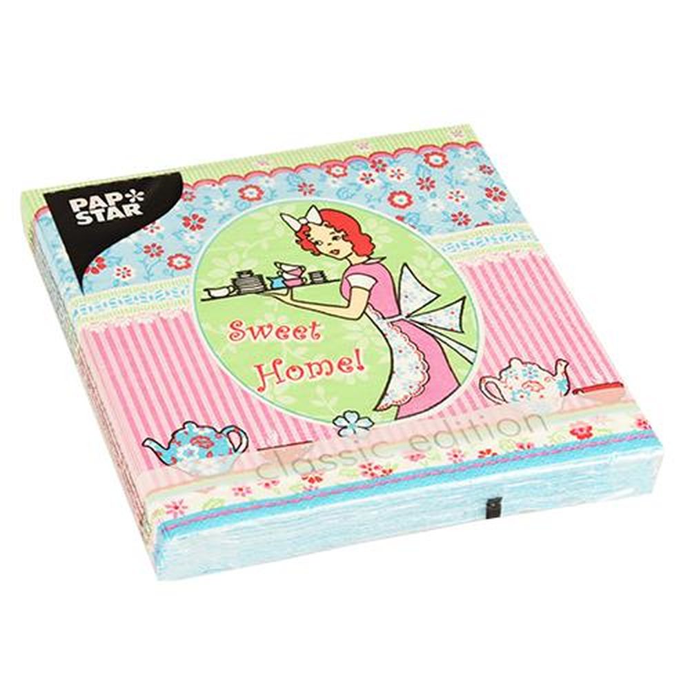 20 Servietten, 3-lagig 1/4-Falz 33 cm x 33 cm "Home Made"