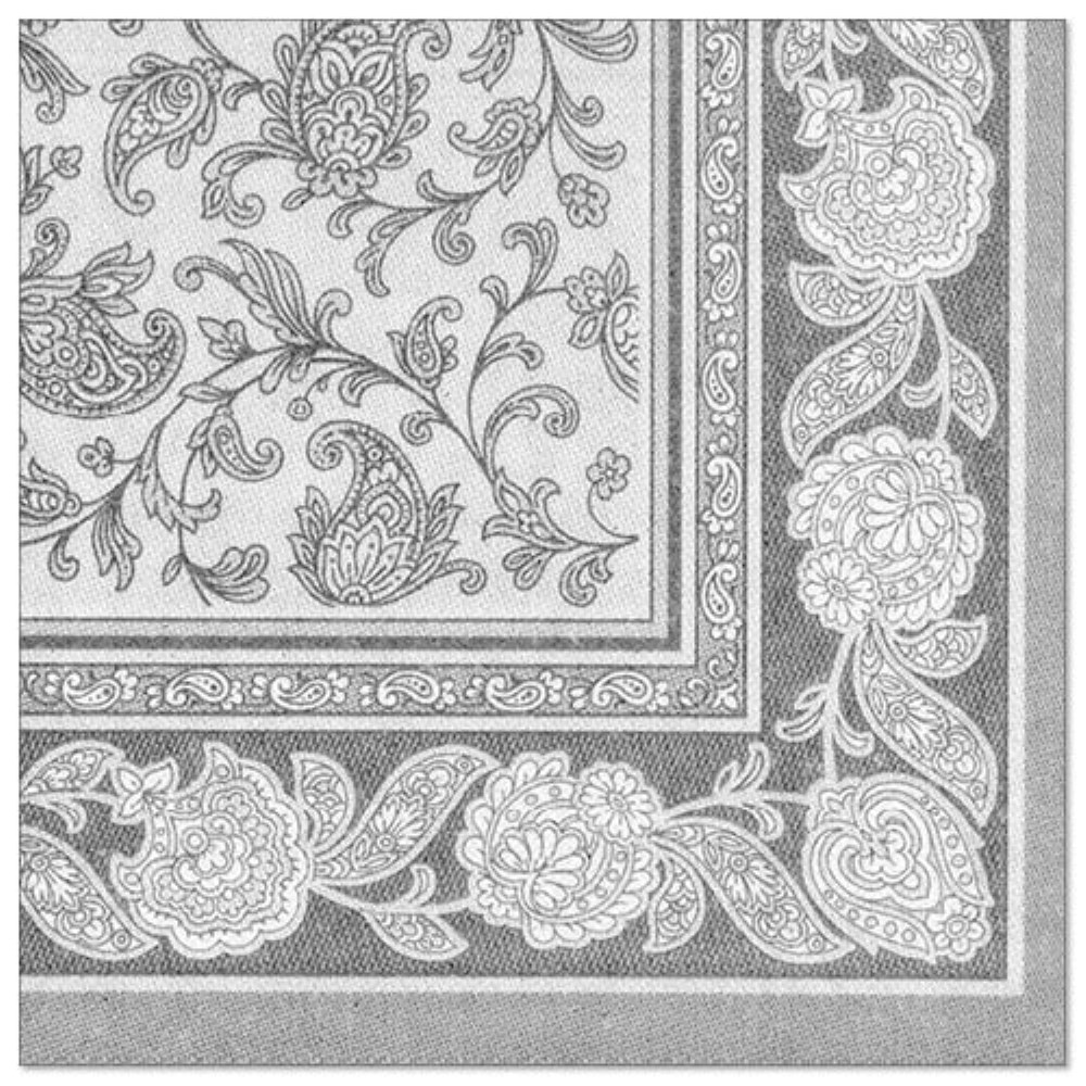 50 Servietten "ROYAL Collection" 1/4-Falz 40 cm x 40 cm grau "Ornaments"