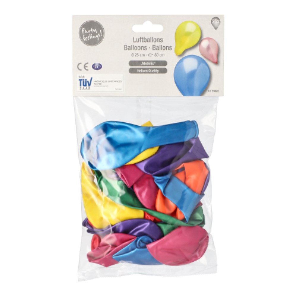 25 Luftballons Ø 25 cm farbig sortiert "Metallic"