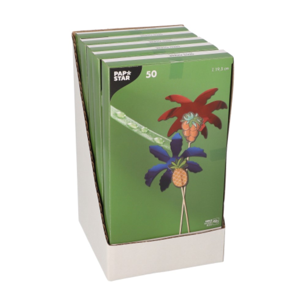 50 Deko-Picker 19,5 cm farbig sortiert "Palmblätter"