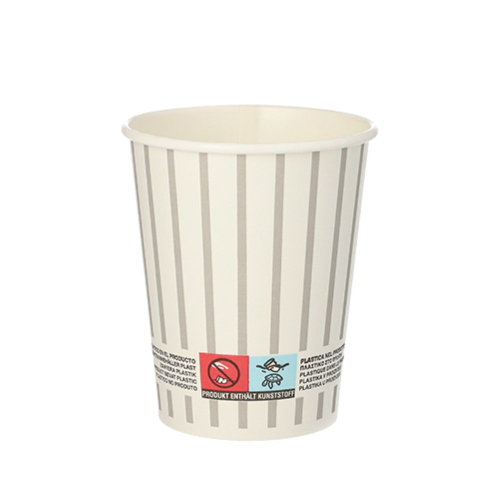 20 Trinkbecher, Pappe 0,2 l Ø 8 cm · 9,1 cm grau/silber "Wine / Gin Tonic"