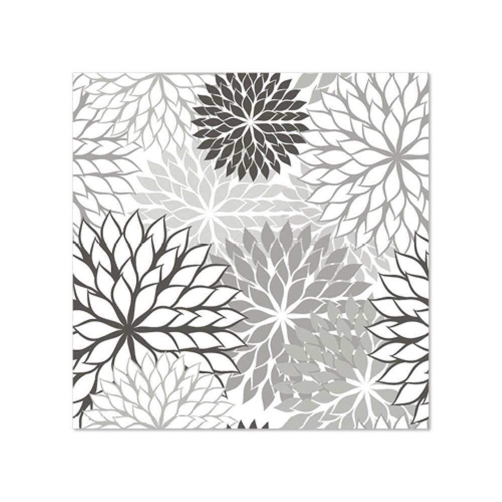 20 Servietten, 3-lagig 1/4-Falz 25 cm x 25 cm grau "Floralies"