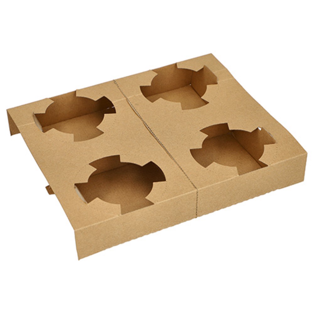 25 Tragetabletts, Pappe "pure" 3,6 cm x 19,8 cm x 24,1 cm braun für 4 Suppenbecher