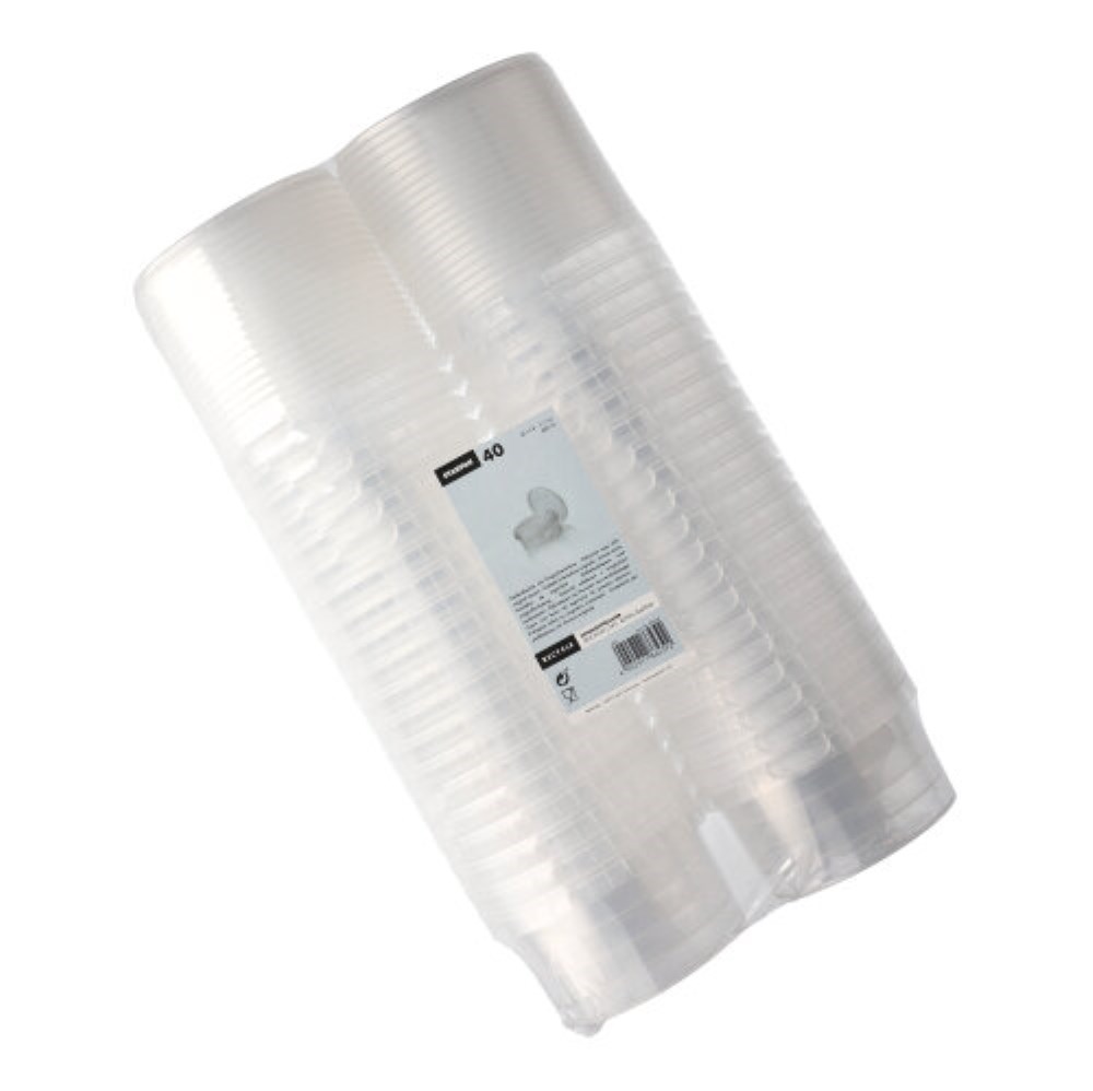 40 Feinkostbecher, PP 480 ml Ø 11,8 cm · 7 cm transparent mit Originalitätsverschluss