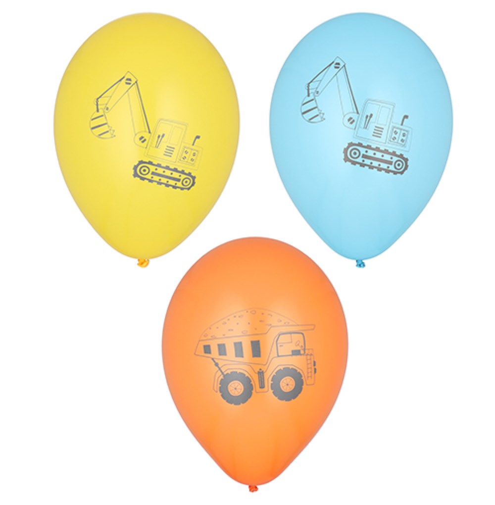 6 Luftballons Ø 29 cm farbig sortiert "Construction Vehicles"