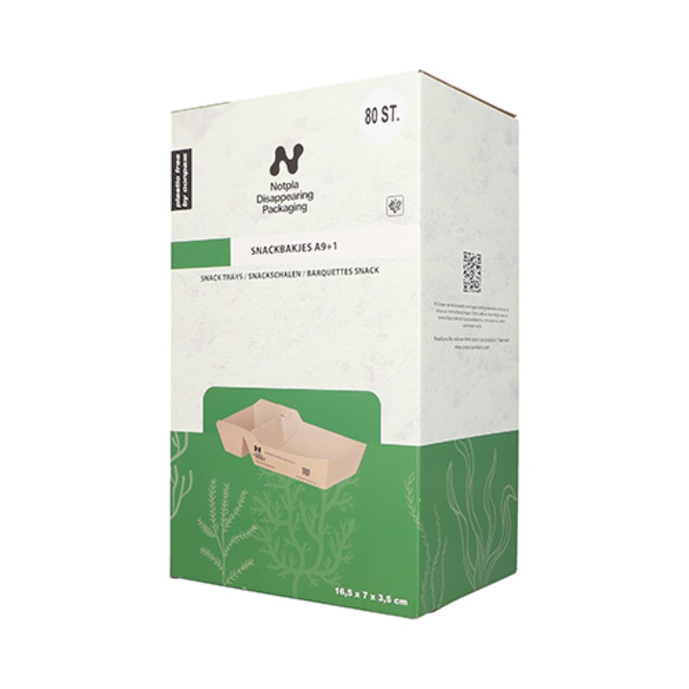 80 Snacktrays, Pappe "NOTPLA" 3,5 cm x 7 cm x 16,5 cm braun