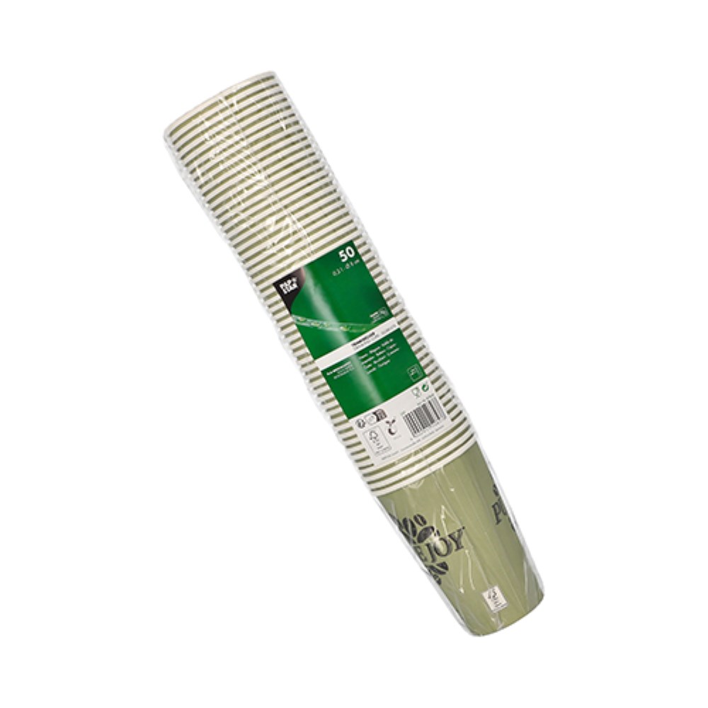 50 Trinkbecher, Pappe 0,3 l Ø 8 cm · 11,7 cm grün "Pure Joy"