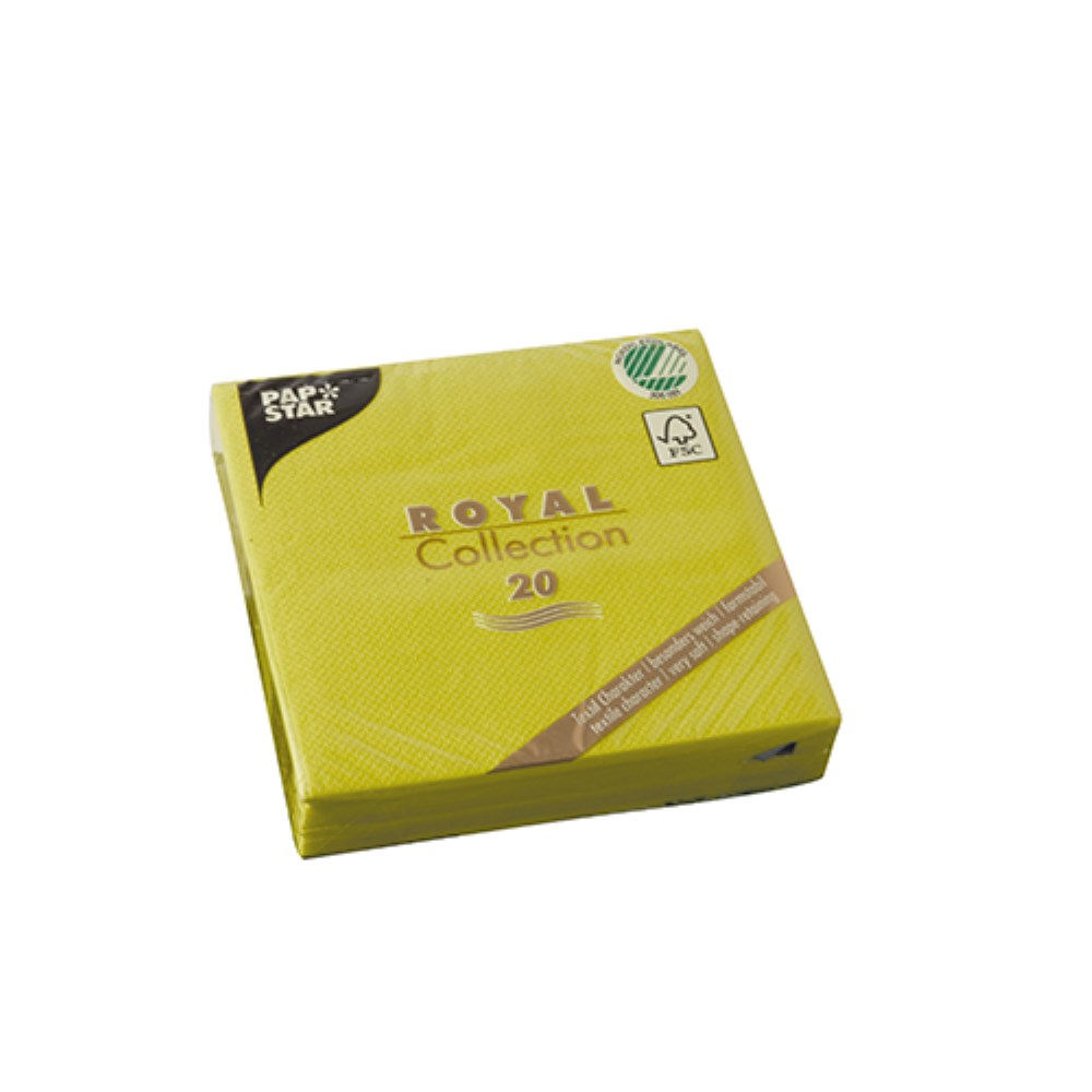 20 Servietten "ROYAL Collection" 1/4-Falz 25 cm x 25 cm limonengrün