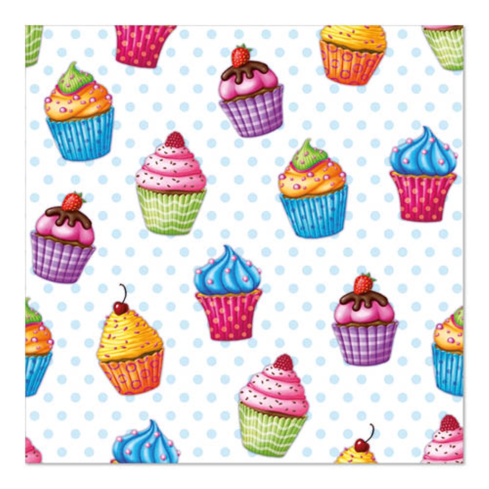 20 Servietten, 3-lagig 1/4-Falz 33 cm x 33 cm "Cupcakes"